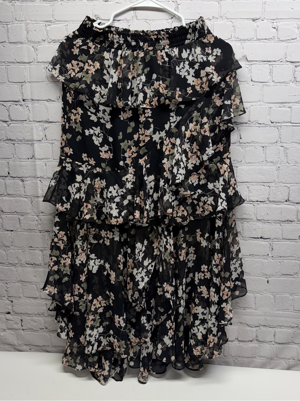 Misa Los Angeles Black Floral Print Skirt